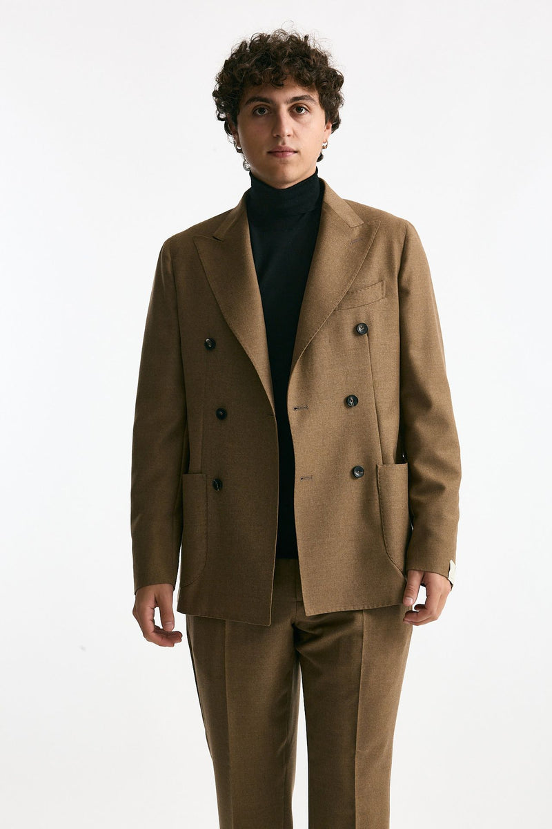 Abito doppiopetto lana e cashmere cammello uomo Santaniello - 3