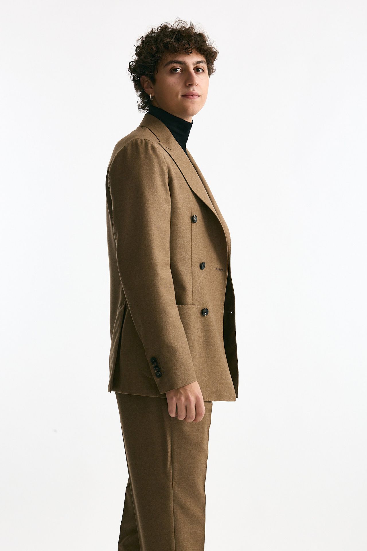 Abito doppiopetto lana e cashmere cammello uomo Santaniello - 2