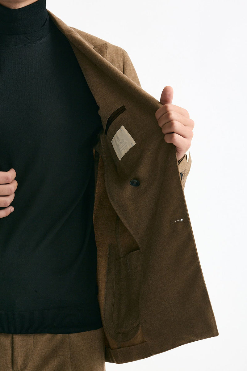 Abito doppiopetto lana e cashmere cammello uomo Santaniello - 5