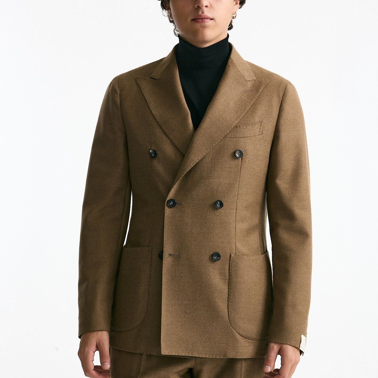 Abito doppiopetto lana e cashmere cammello uomo Santaniello - 10