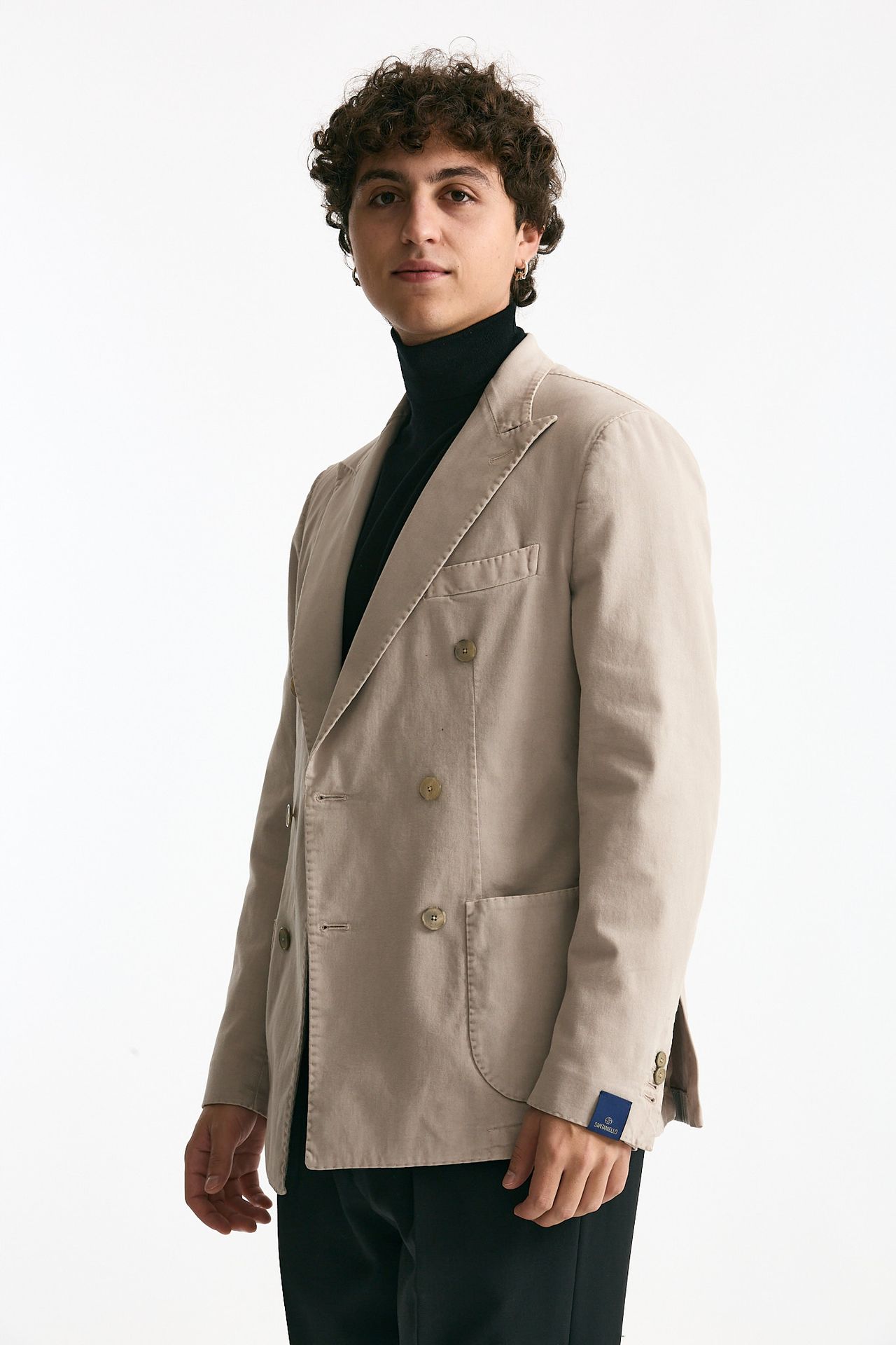 Giacca doppiopetto beige chiaro uomo Santaniello - 4
