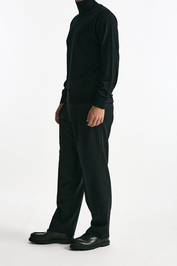 Pantalone in misto lana stretch nero uomo Santaniello
