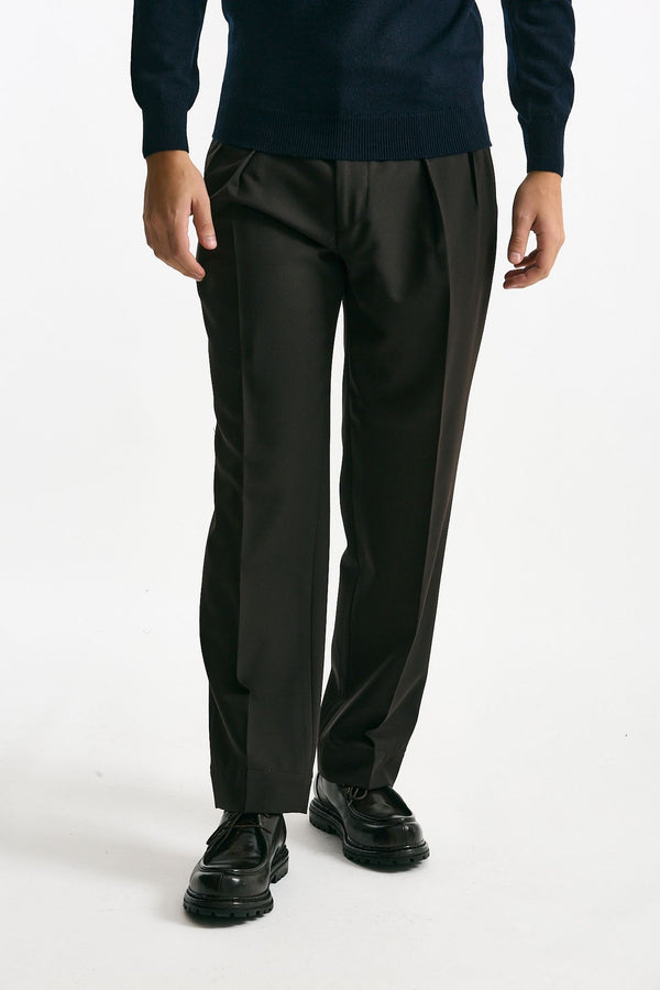 Pantalone in misto lana stretch marrone uomo Santaniello