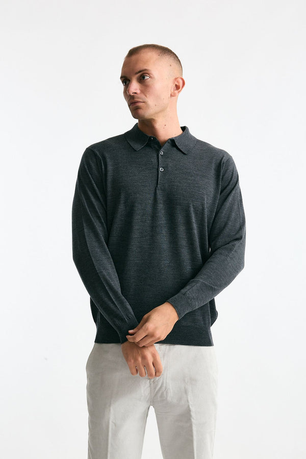 Polo KNOLL in lana grigio uomo John smedley