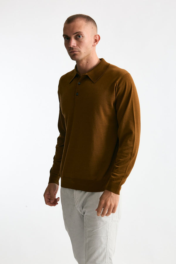 Polo KNOLL in lana ocra uomo John smedley
