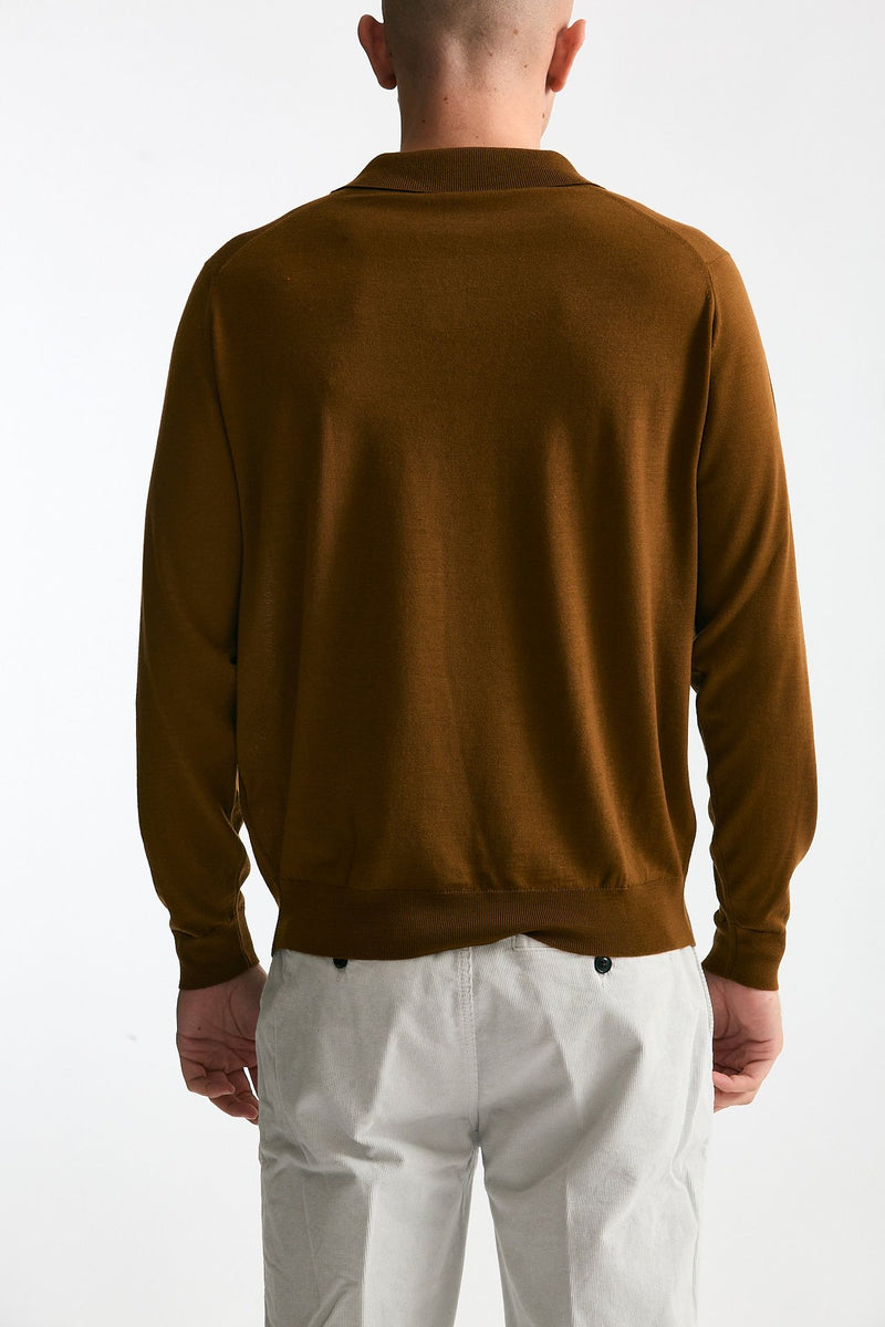 Polo KNOLL in lana ocra uomo John smedley - 3