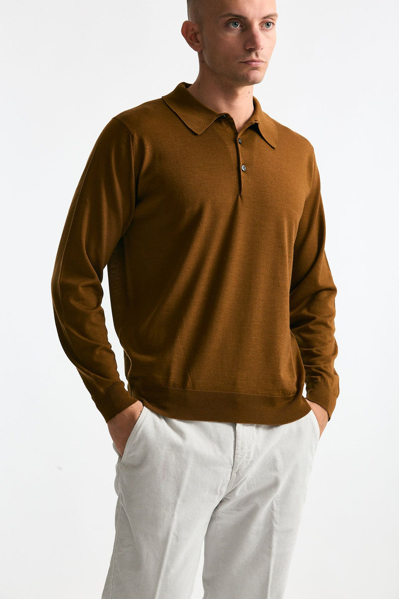 Polo KNOLL in lana ocra uomo John smedley - 4
