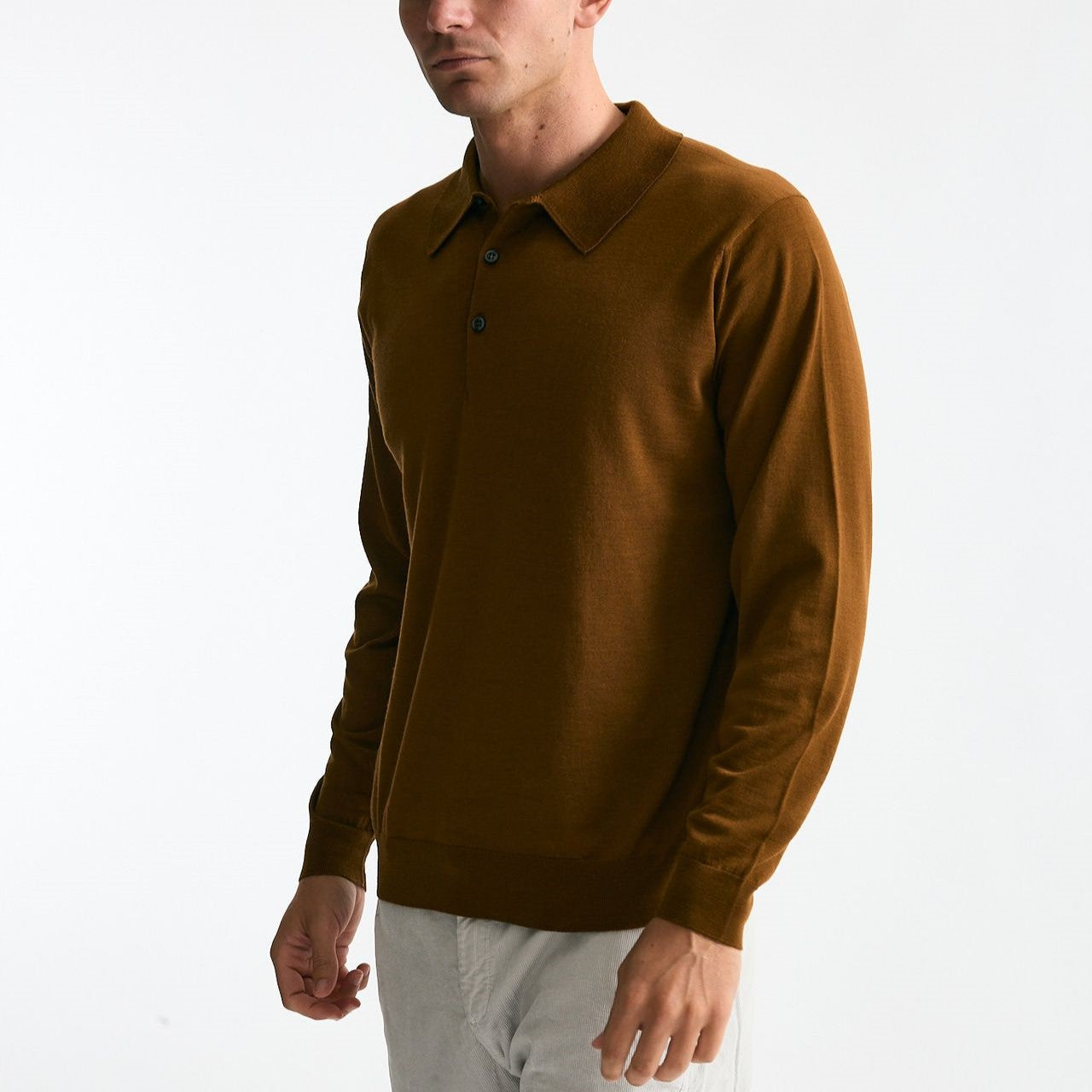 Polo KNOLL in lana ocra uomo John smedley - 6
