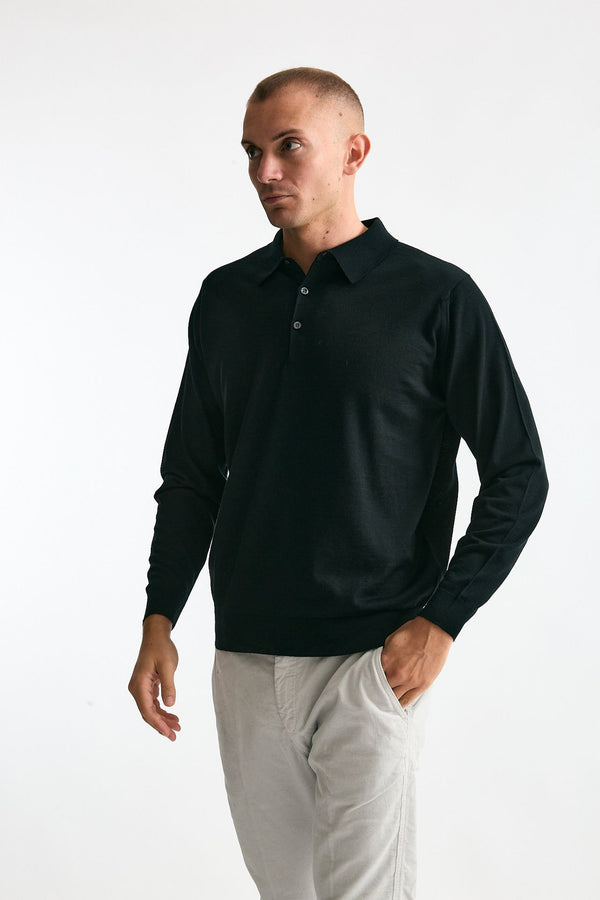 Polo KNOLL in lana nero uomo John smedley