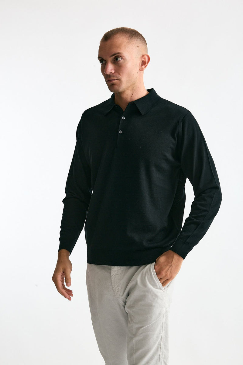 Polo KNOLL in lana nero uomo John smedley - 2