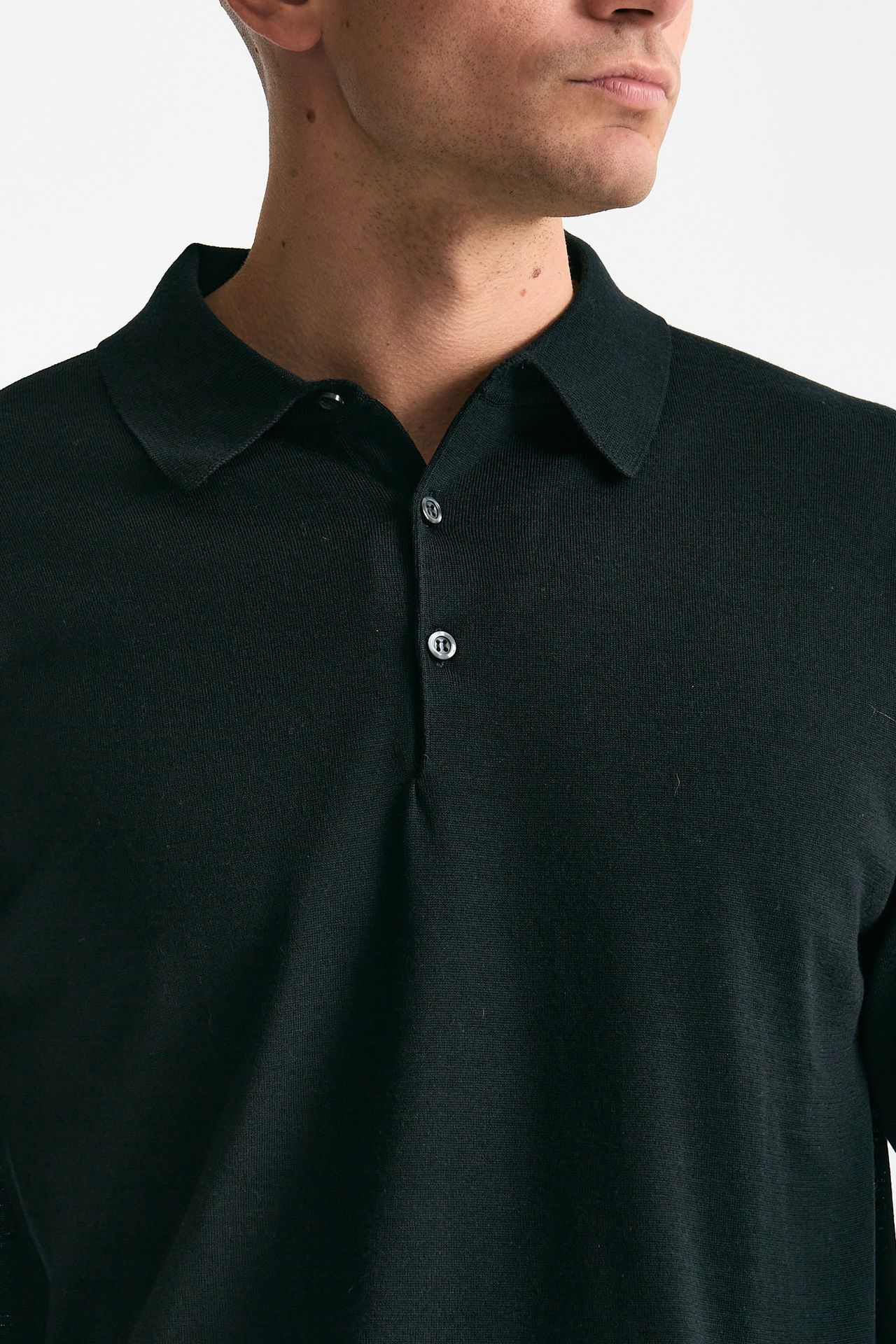 Polo KNOLL in lana nero uomo John smedley - 5