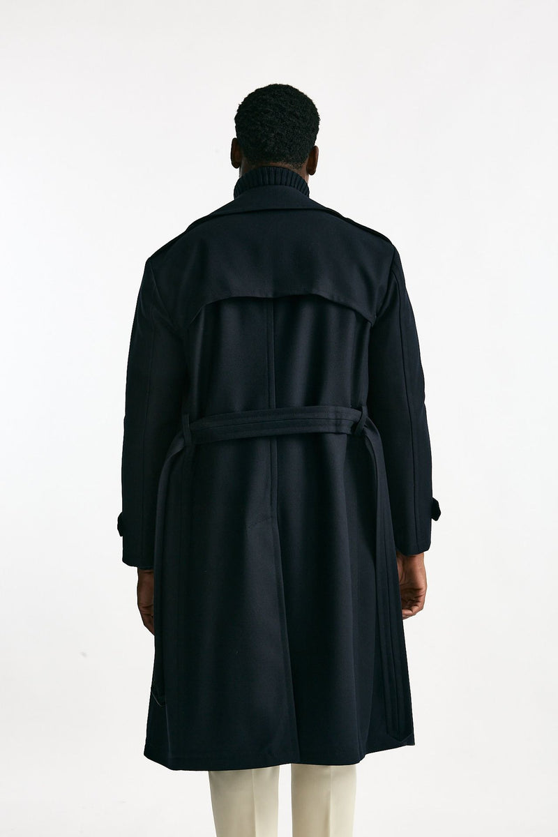 Trench doppiopetto in lana blu uomo Tagliatore - 4