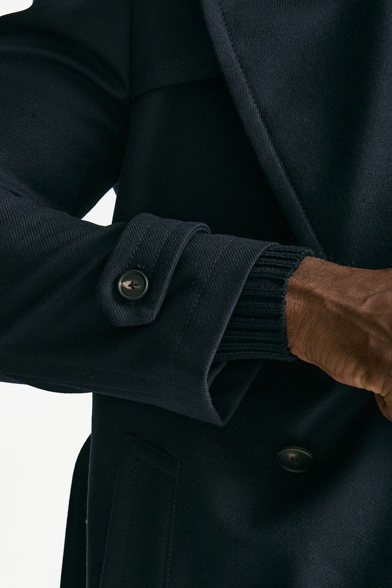 Trench doppiopetto in lana blu uomo Tagliatore - 7