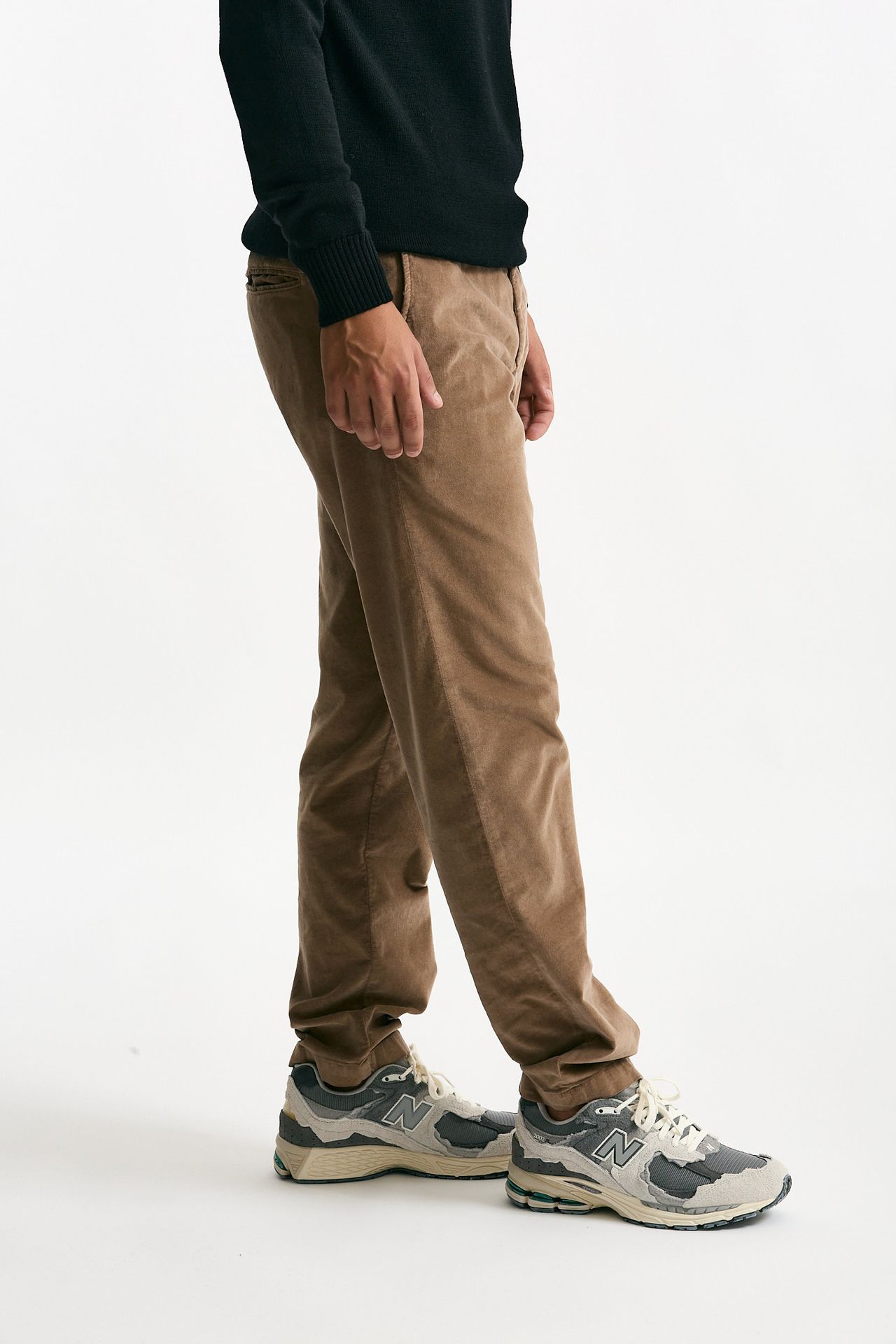 Pantalone in fustagno di cotone cammello uomo White sand - 1