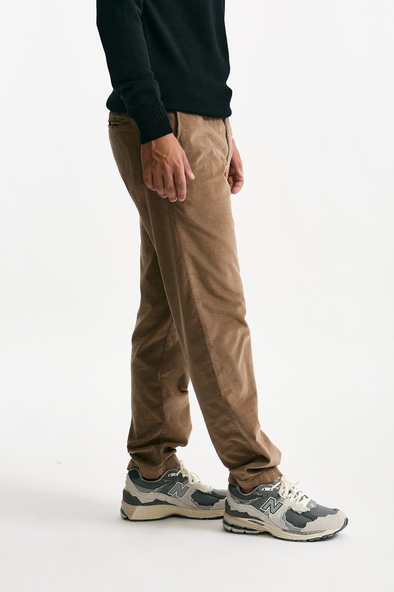 Pantalone in fustagno di cotone cammello uomo White sand - 1