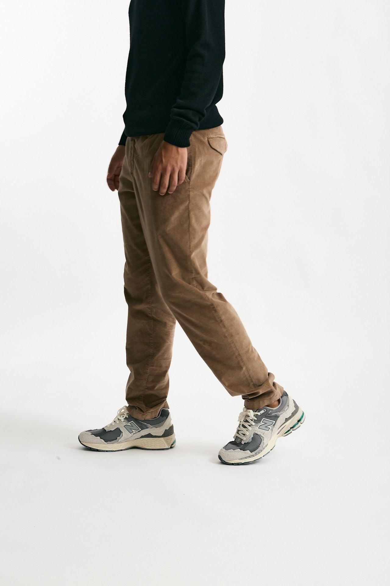 Pantalone in fustagno di cotone cammello uomo White sand - 4