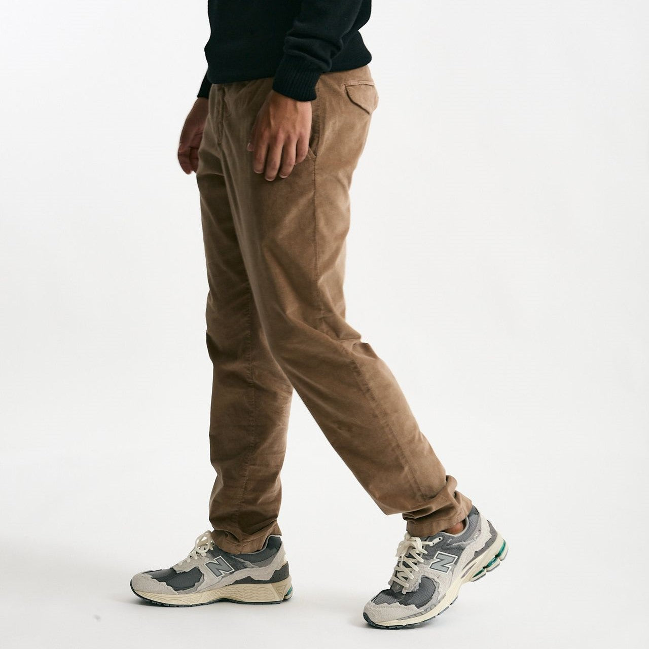 Pantalone in fustagno di cotone cammello uomo White sand - 8