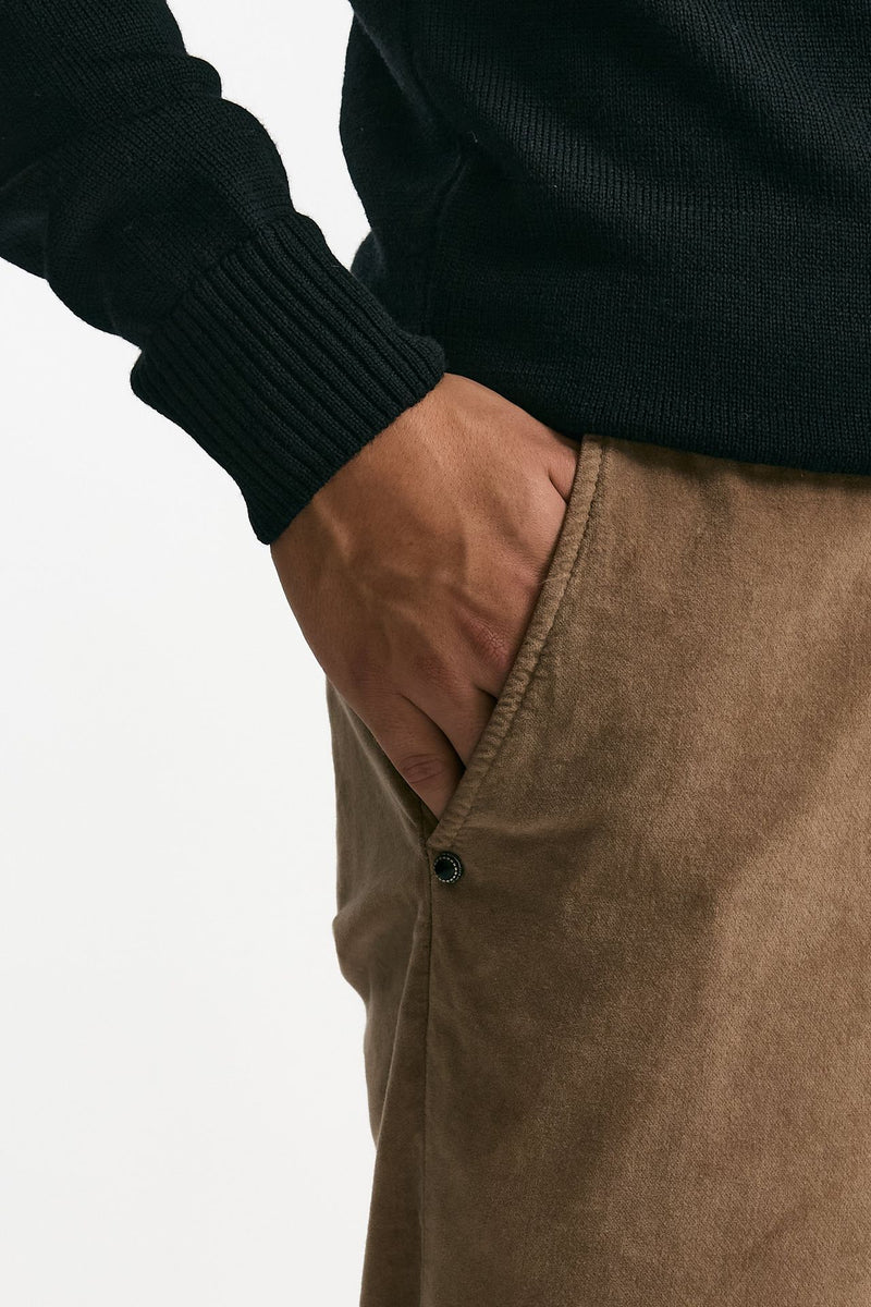 Pantalone in fustagno di cotone cammello uomo White sand - 5