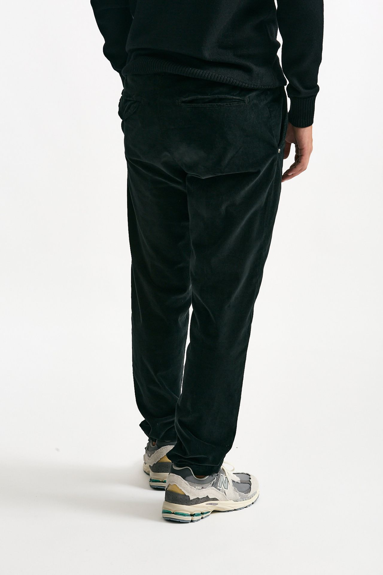 Pantalone in fustagno di cotone nero uomo White sand - 4