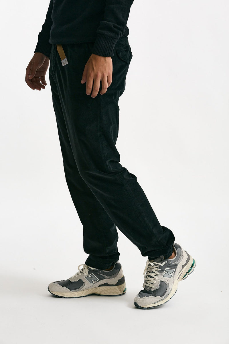 Pantalone in fustagno di cotone nero uomo White sand - 1