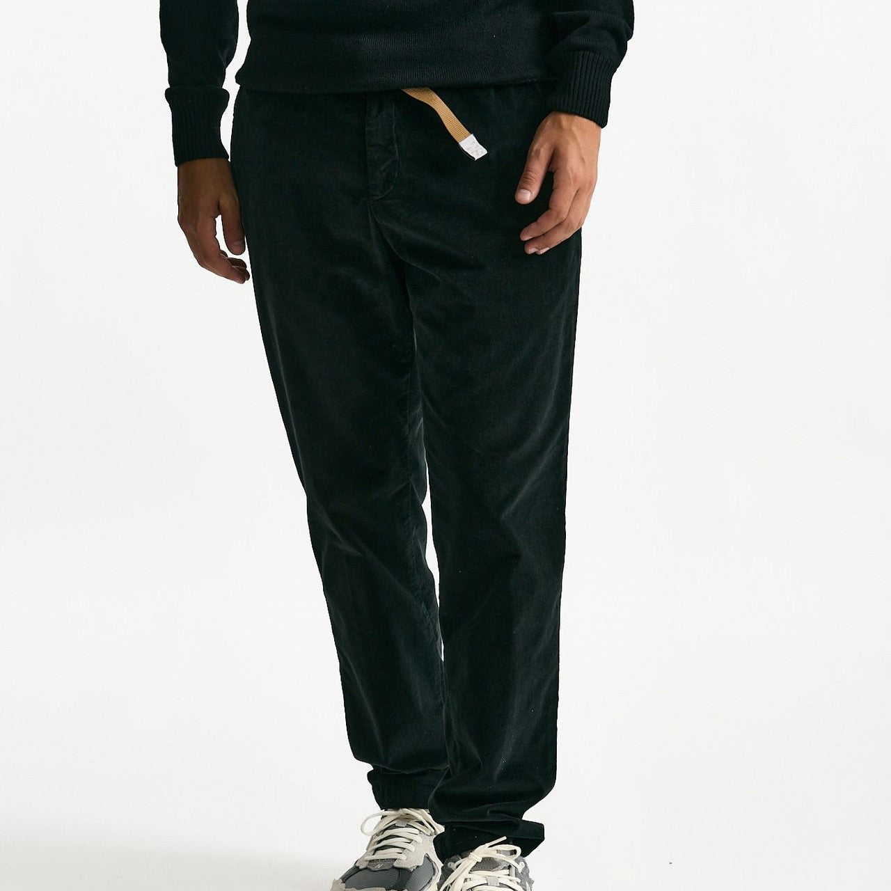 Pantalone in fustagno di cotone nero uomo White sand - 8