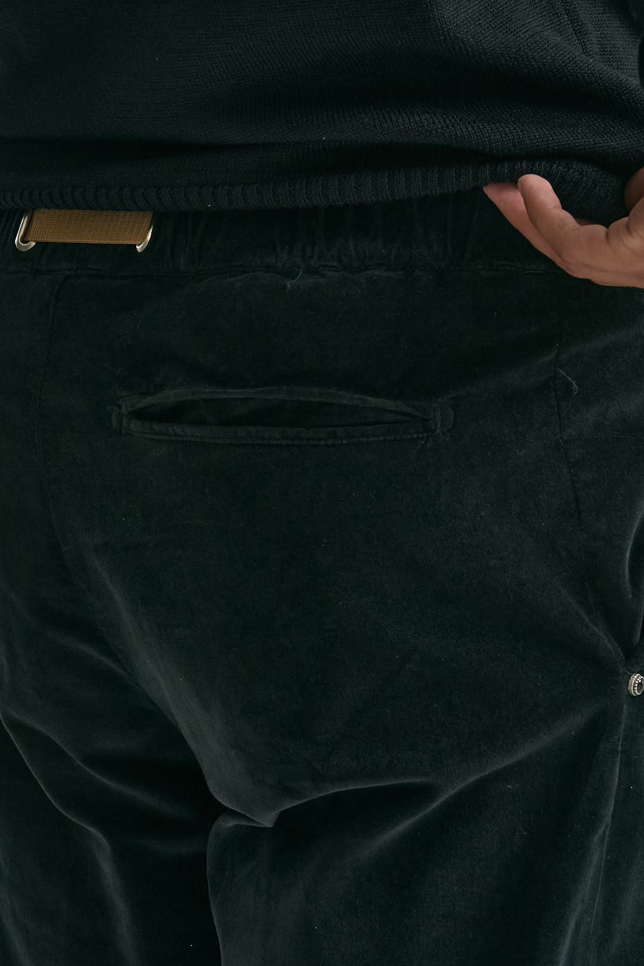 Pantalone in fustagno di cotone nero uomo White sand - 7