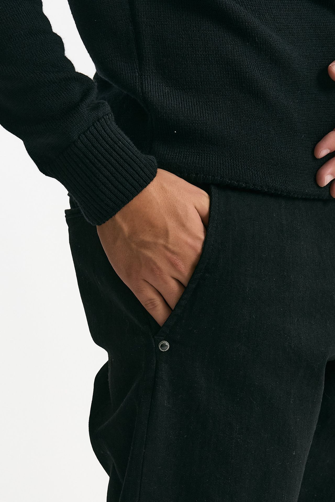 Pantalone in denim di cotone fermo nero uomo White sand - 5