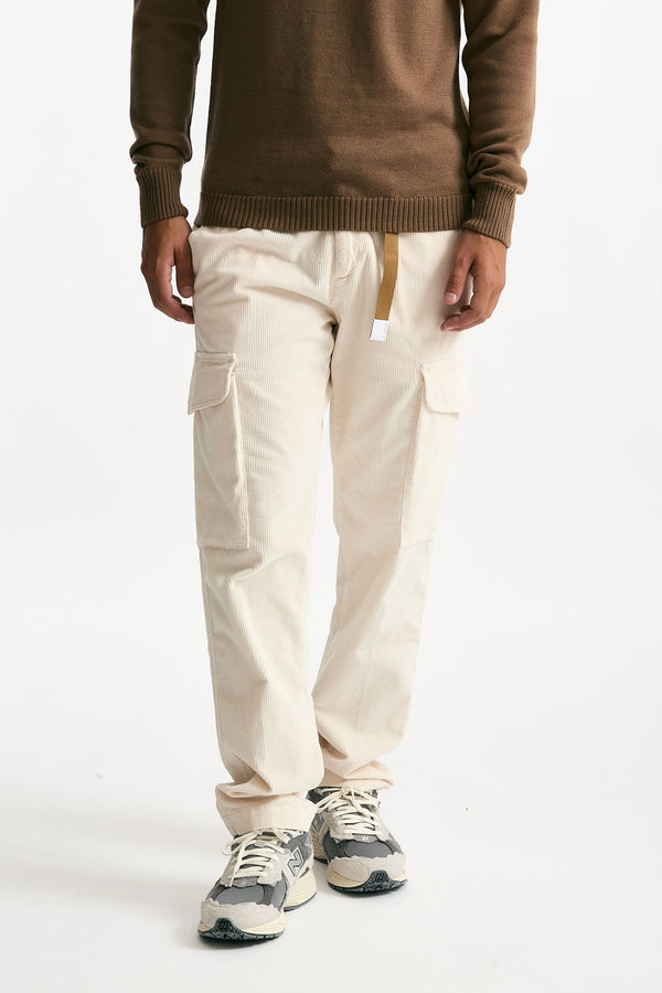 Pantalone in velluto di cotone stretch panna uomo White sand