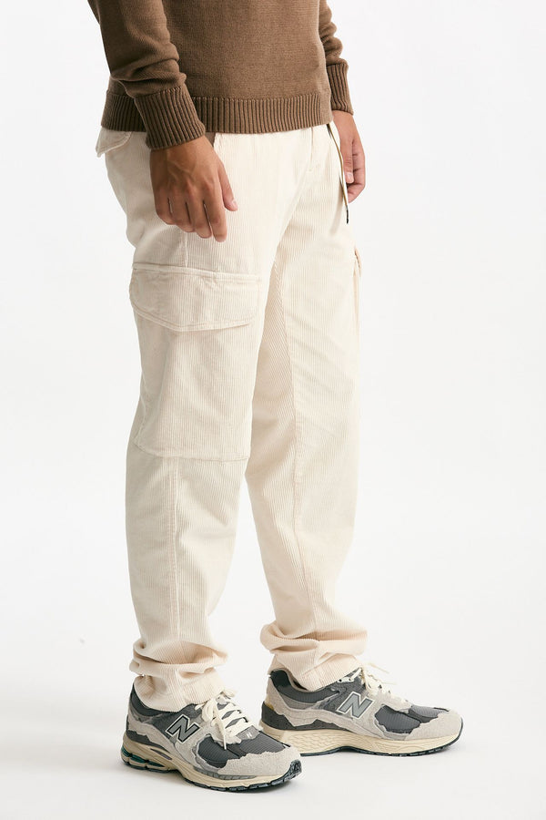 Pantalone in velluto di cotone stretch panna uomo White sand