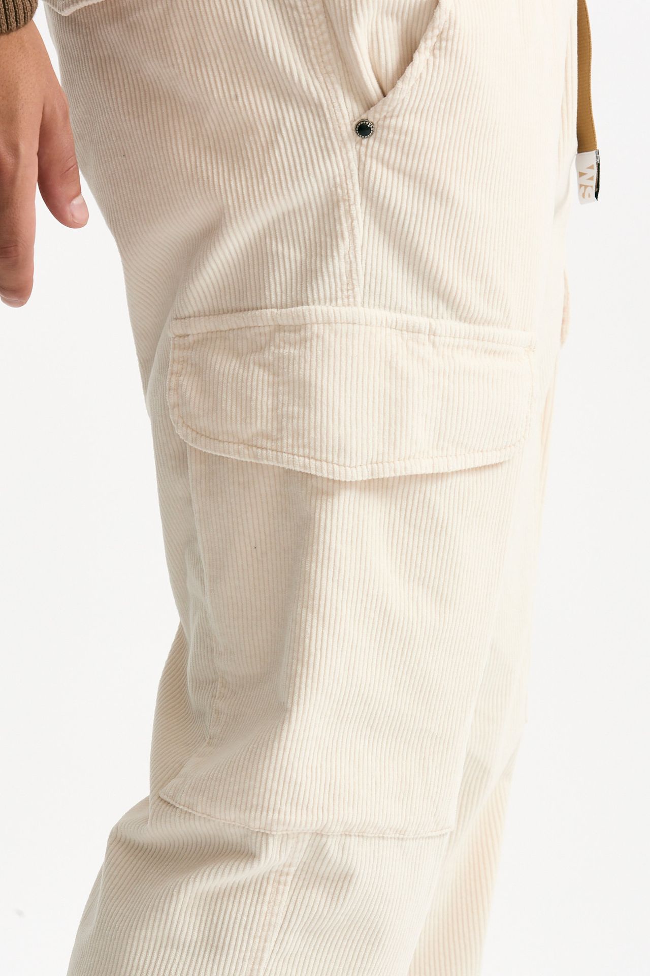 Pantalone in velluto di cotone stretch panna uomo White sand - 3