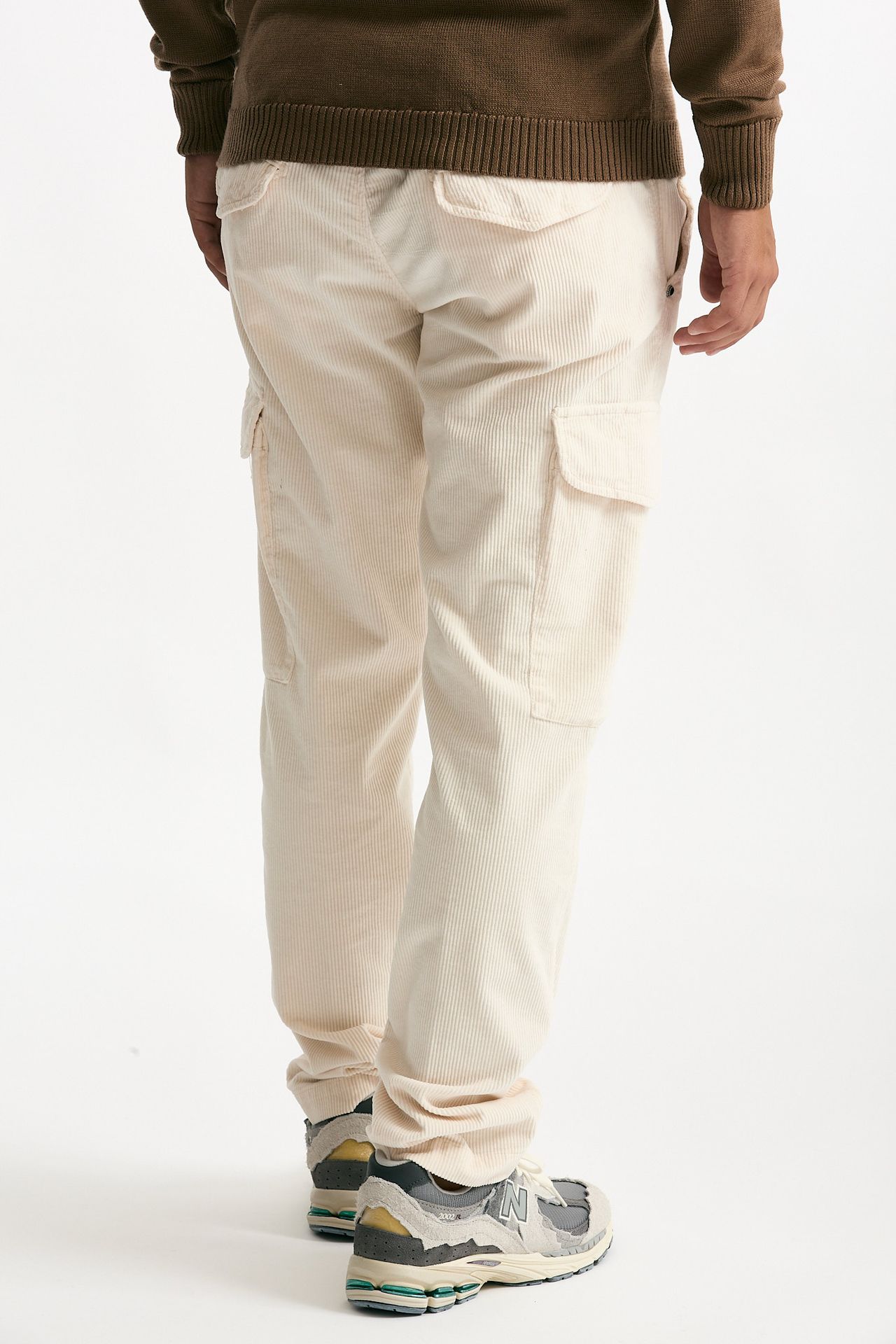 Pantalone in velluto di cotone stretch panna uomo White sand - 4
