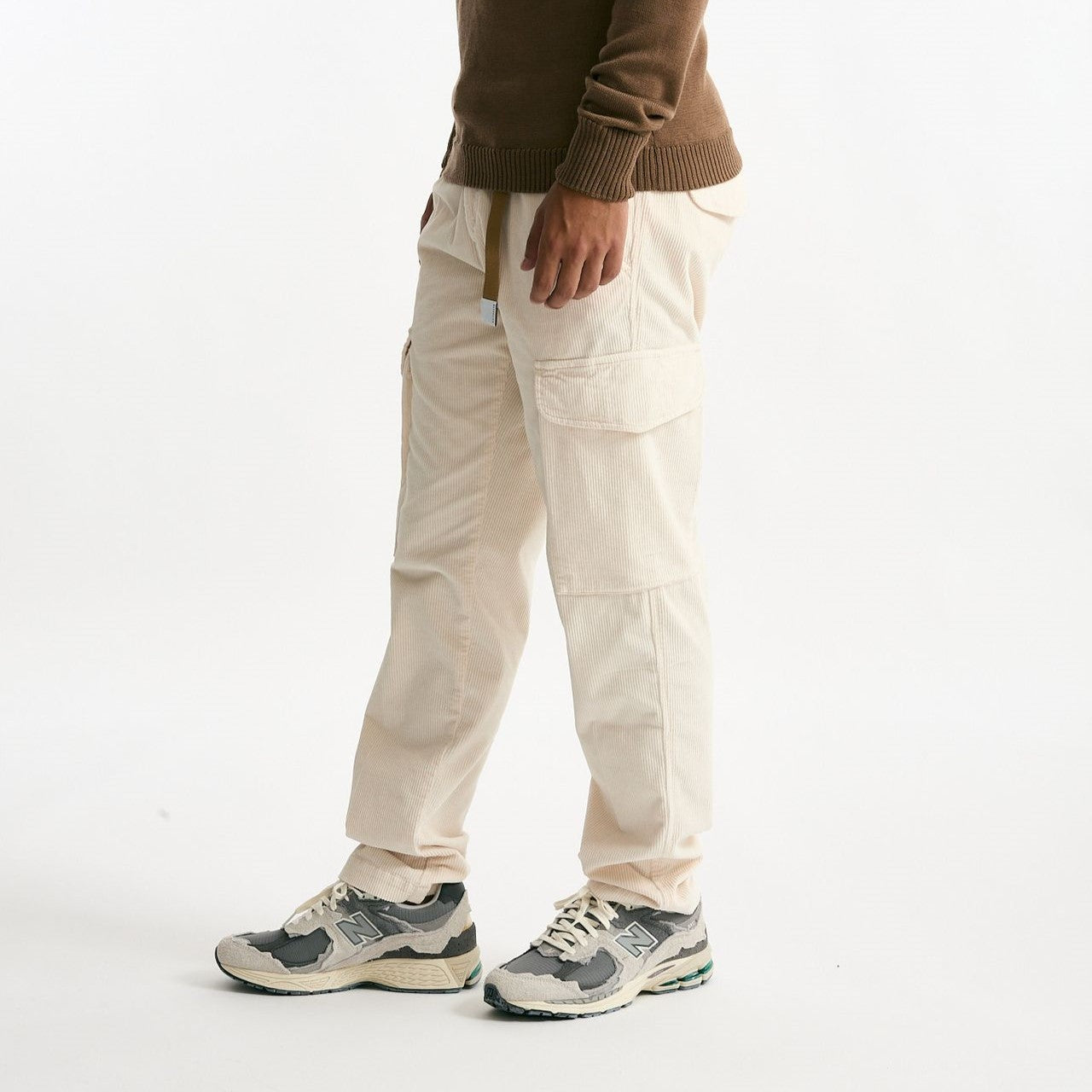 Pantalone in velluto di cotone stretch panna uomo White sand - 9