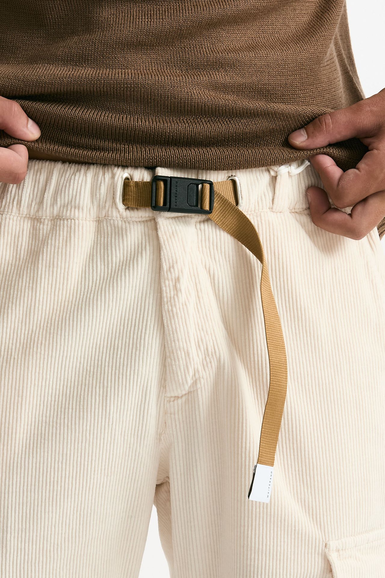 Pantalone in velluto di cotone stretch panna uomo White sand - 7