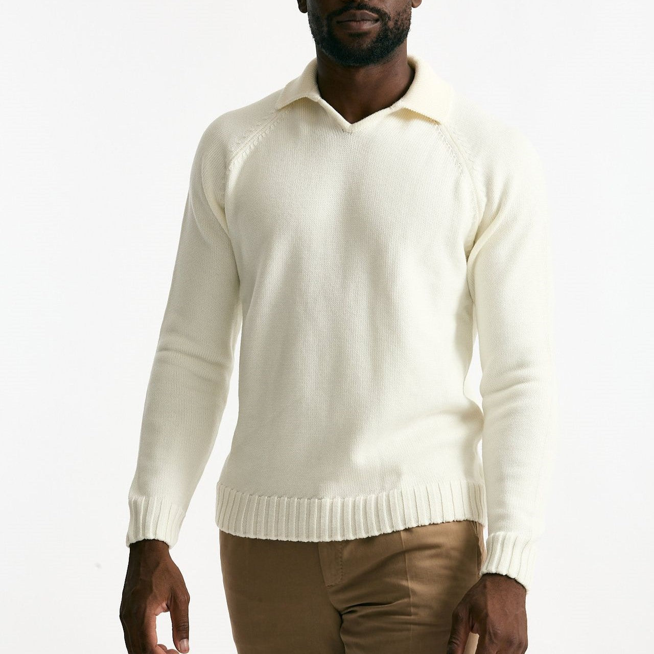 Maglia scollo V in lana bianco uomo Zanone - 7