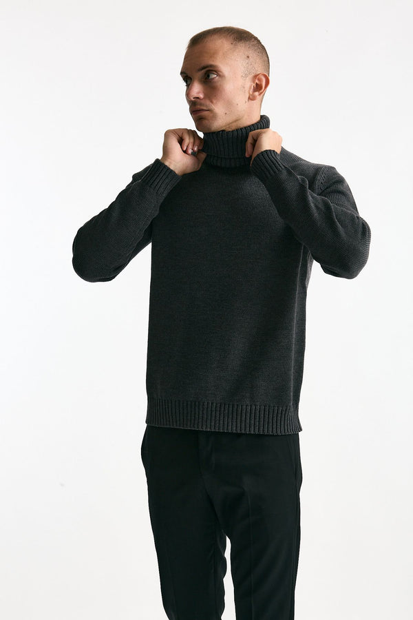 Dolcevita in lana grigio uomo Zanone