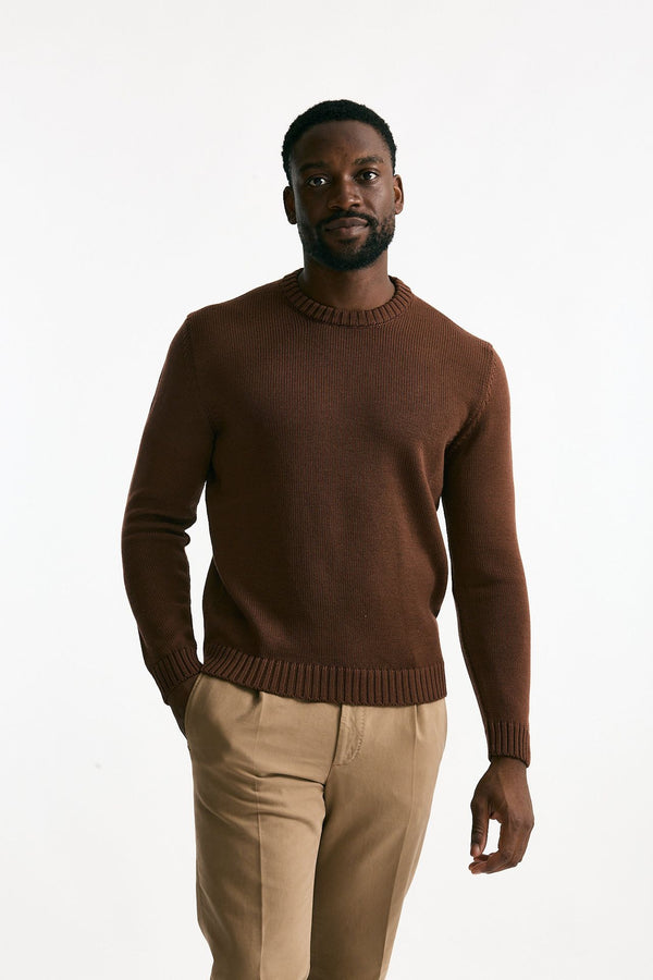 Maglia girocollo in lana bruciato uomo Zanone