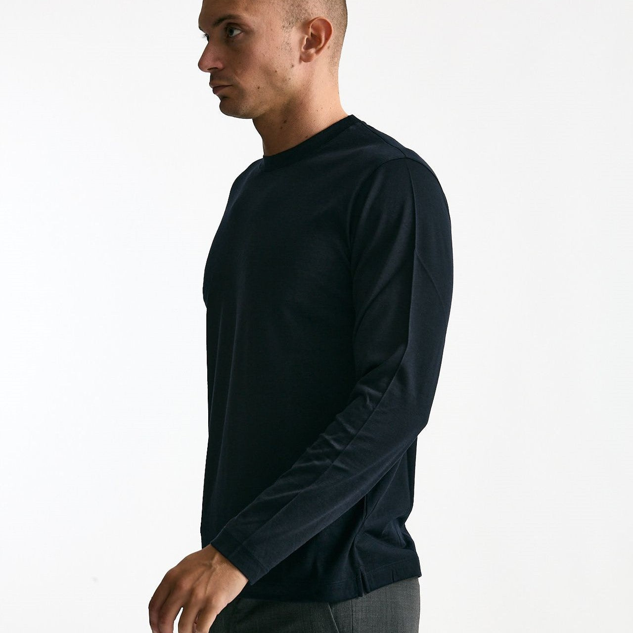 Maglia girocollo in lana blu uomo Zanone - 6