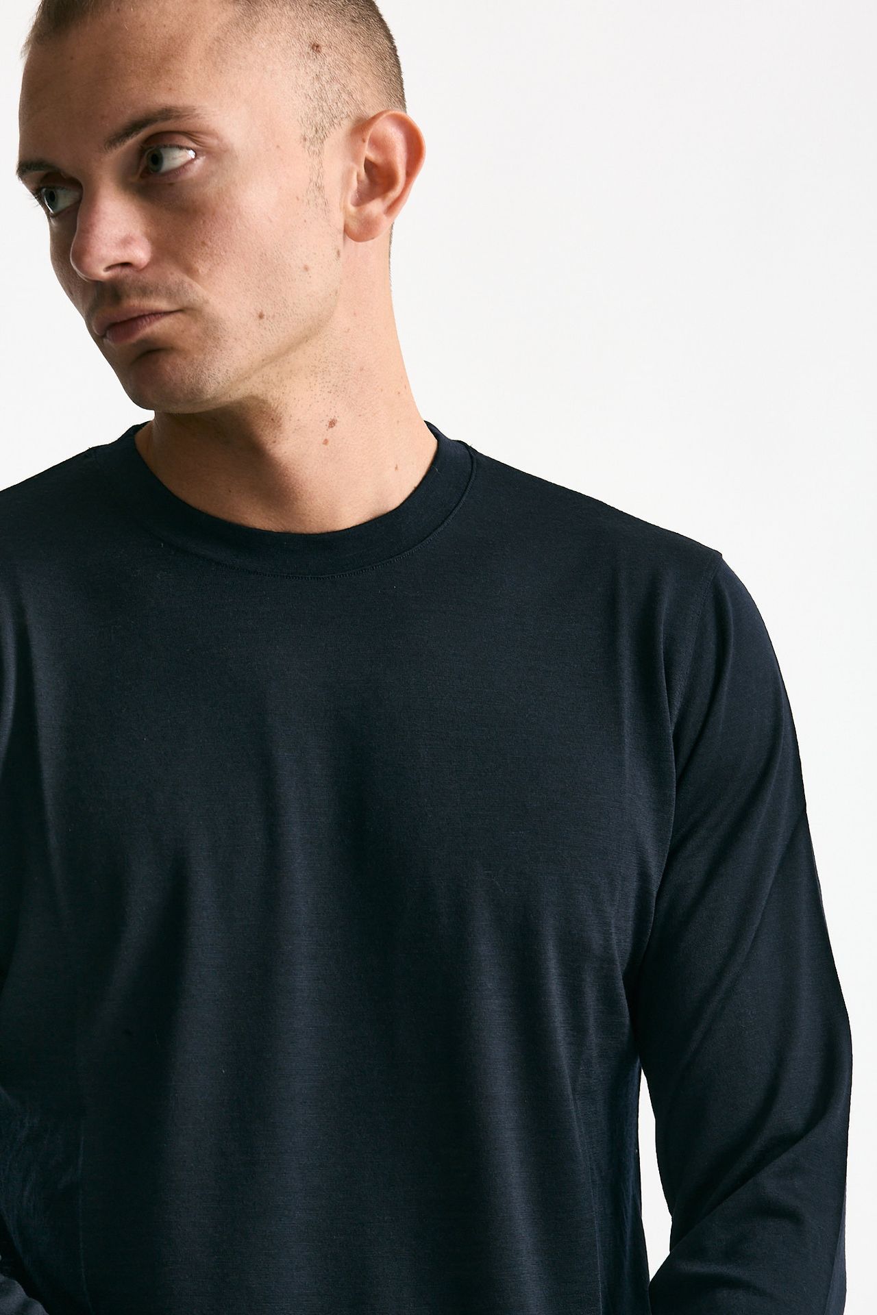 Maglia girocollo in lana blu uomo Zanone - 5