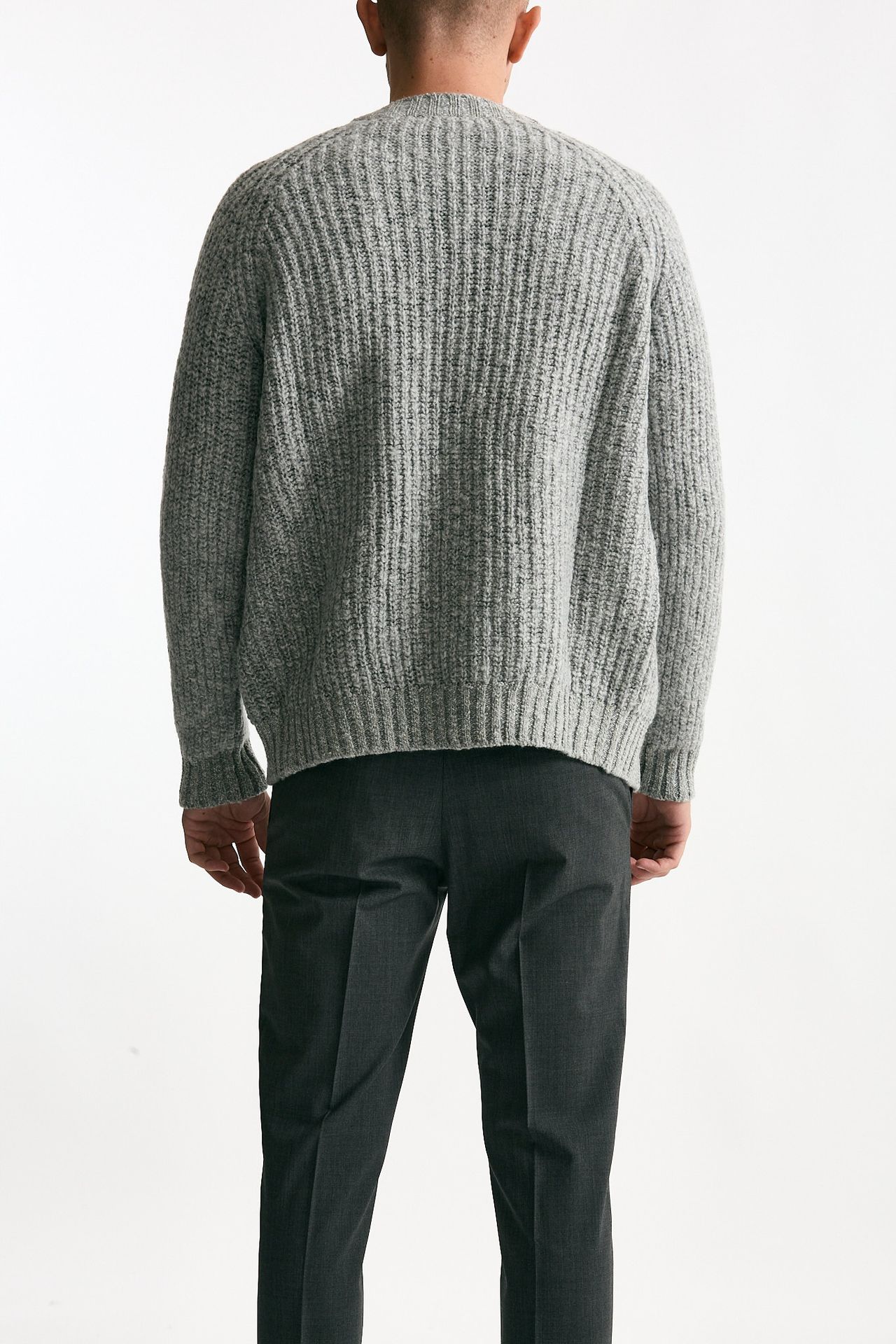 Cardigan a coste in lana grigio chiaro uomo Zanone - 3