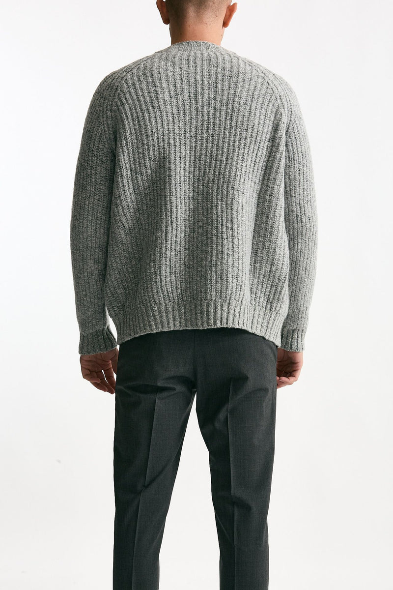 Cardigan a coste in lana grigio chiaro uomo Zanone - 3