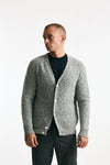 Cardigan a coste in lana grigio chiaro uomo Zanone - 5