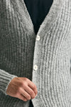 Cardigan a coste in lana grigio chiaro uomo Zanone - 6
