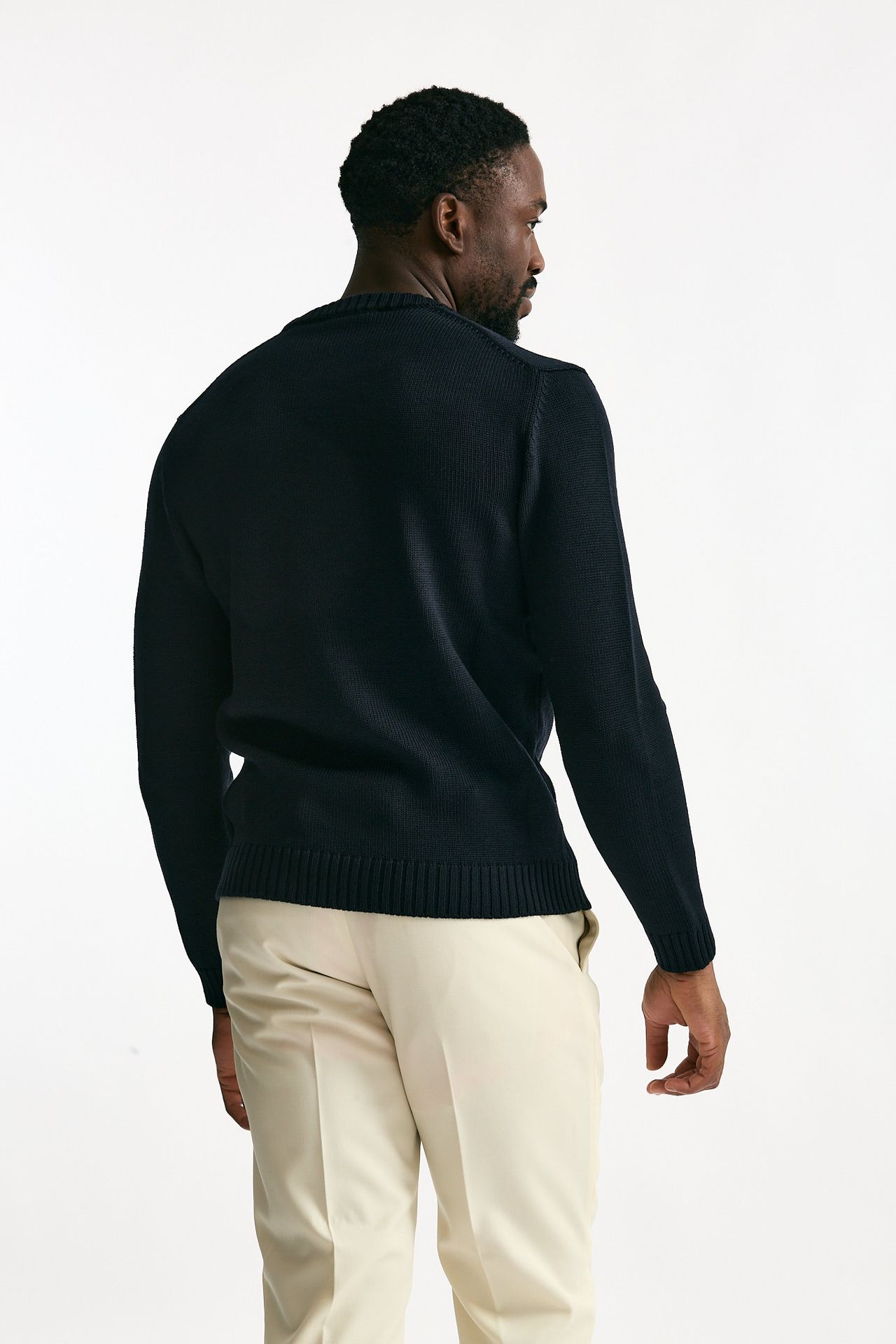 Maglia girocollo in lana blu uomo Zanone - 3