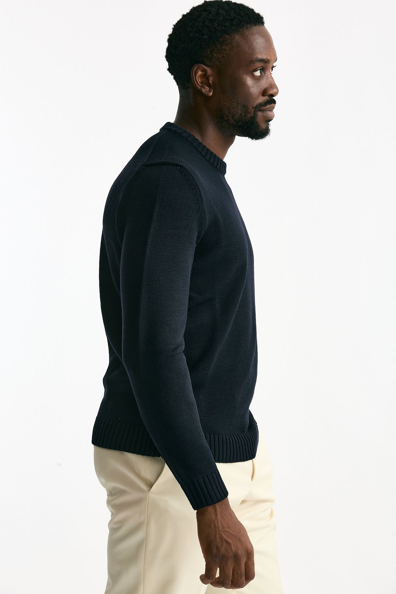 Maglia girocollo in lana blu uomo Zanone - 4