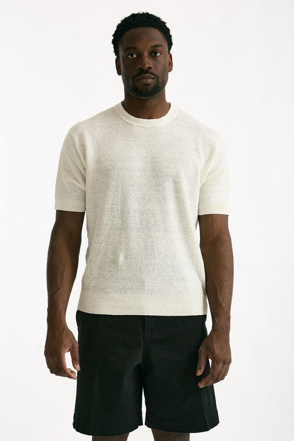 T shirt in lino e poliammide bianco uomo Atomo factory