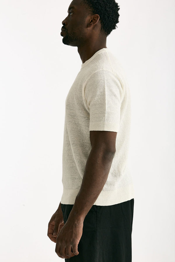 T shirt in lino e poliammide bianco uomo Atomo factory