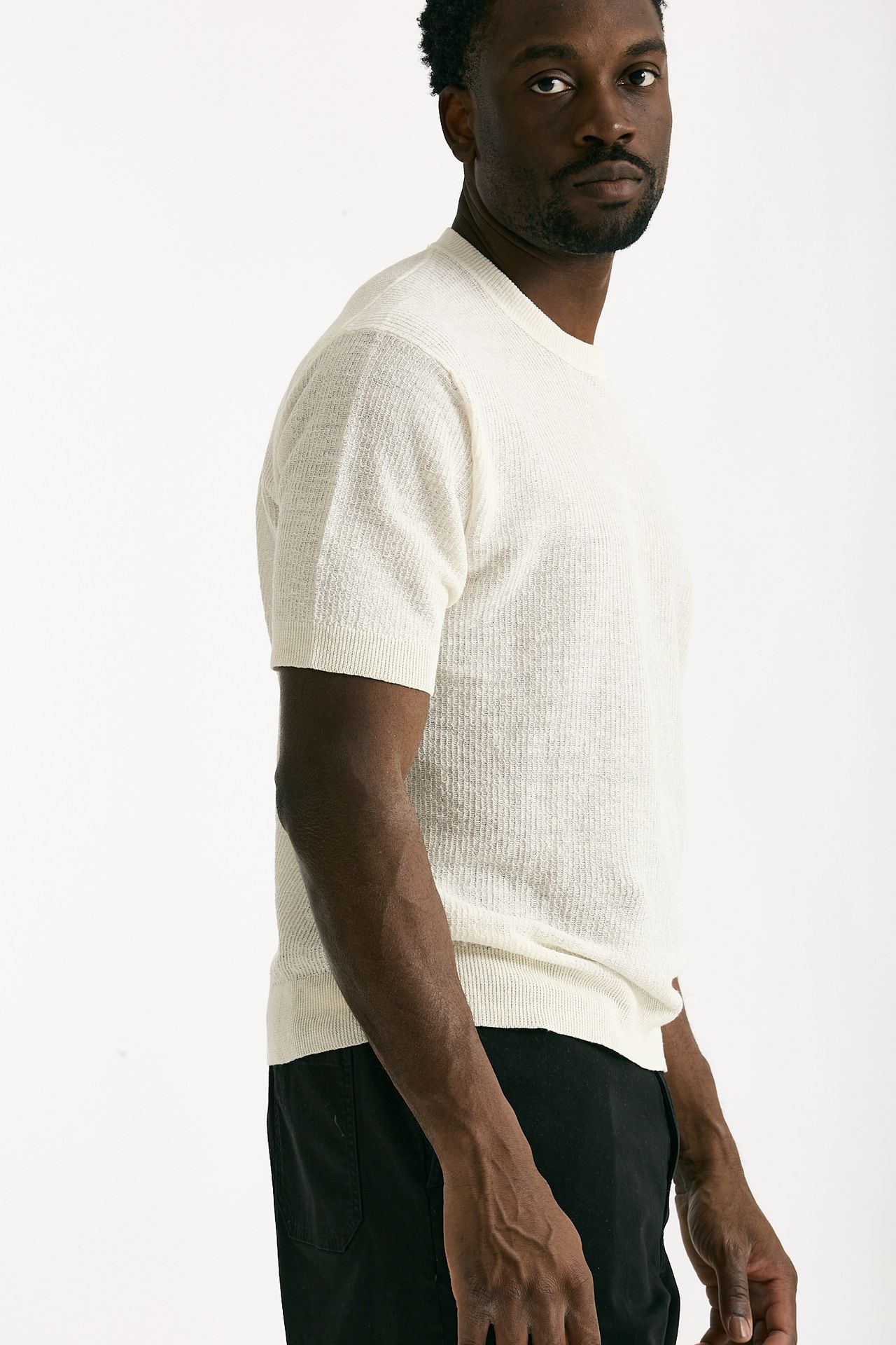 T shirt in lino e poliammide bianco uomo Atomo factory - 4