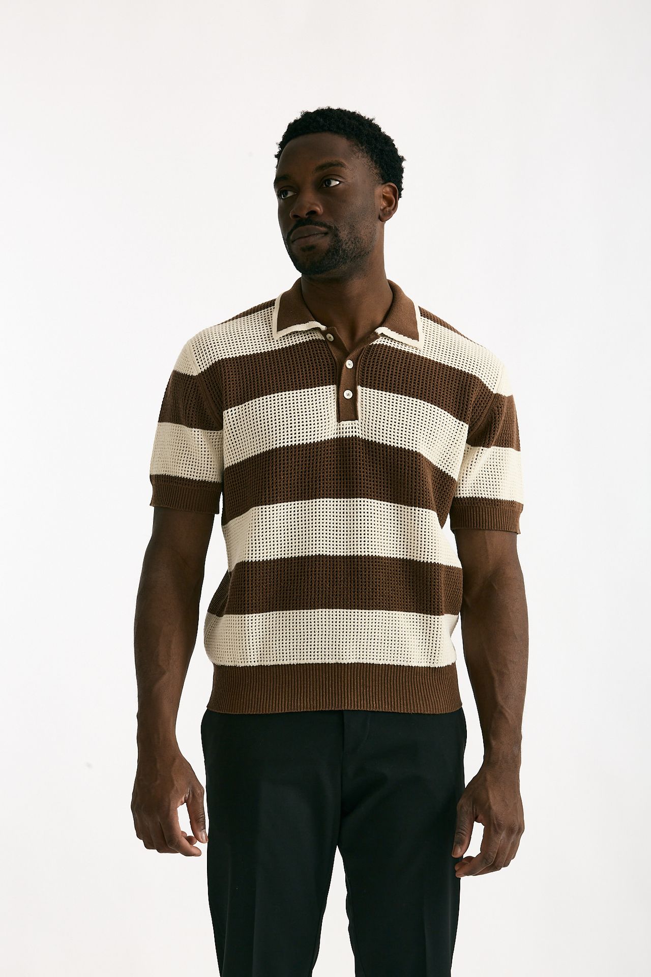 Polo in misto cotone rigato uomo Atomo factory - 1