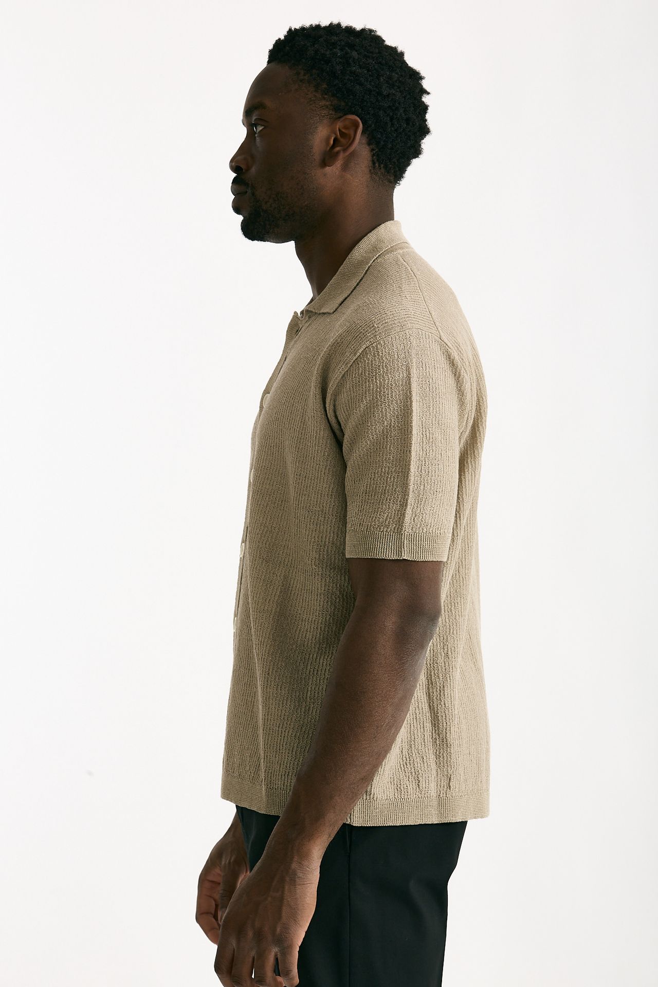 Polo camicia in lino e poliammide beige uomo Atomo factory - 3