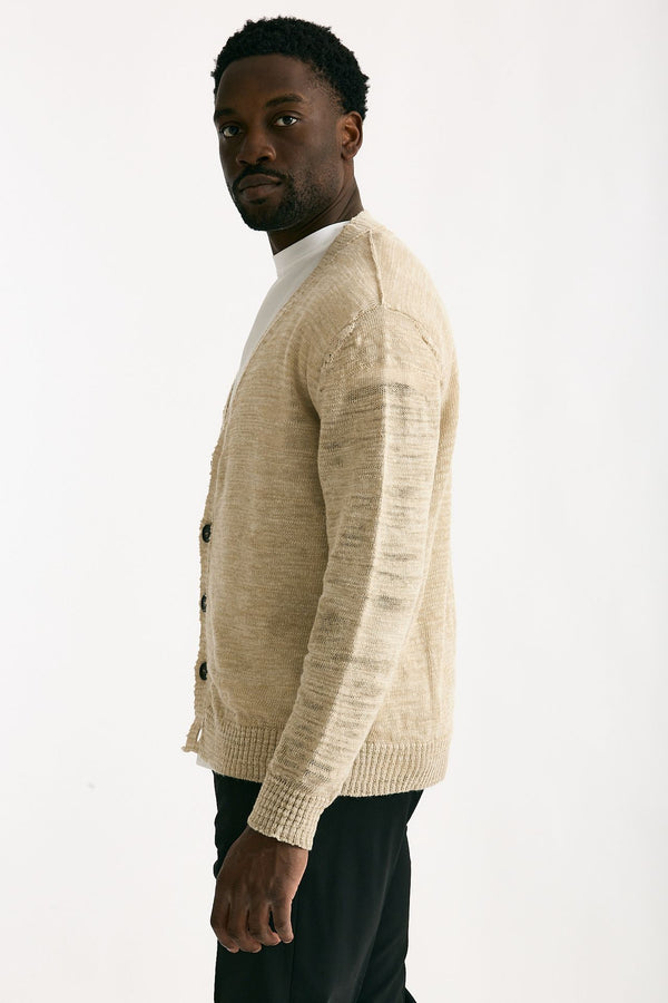 Cardigan in lino e poliestere beige malfile’ uomo Atomo factory